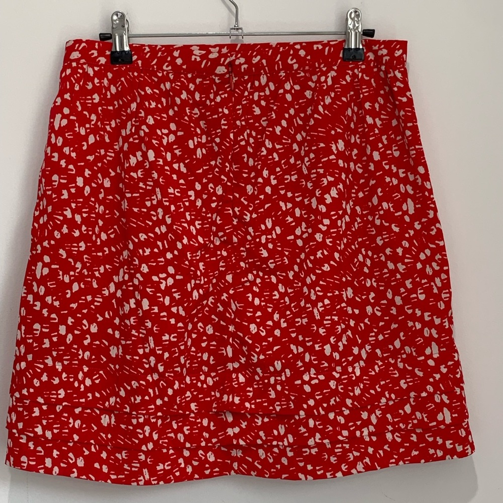 EUC Banana Republic Pintuck Pleated Red and White  Mini Skirt | Size 4
